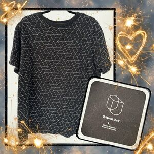 Original Use Geometric Print Tee | Black & White Pattern Shirt | Size Large